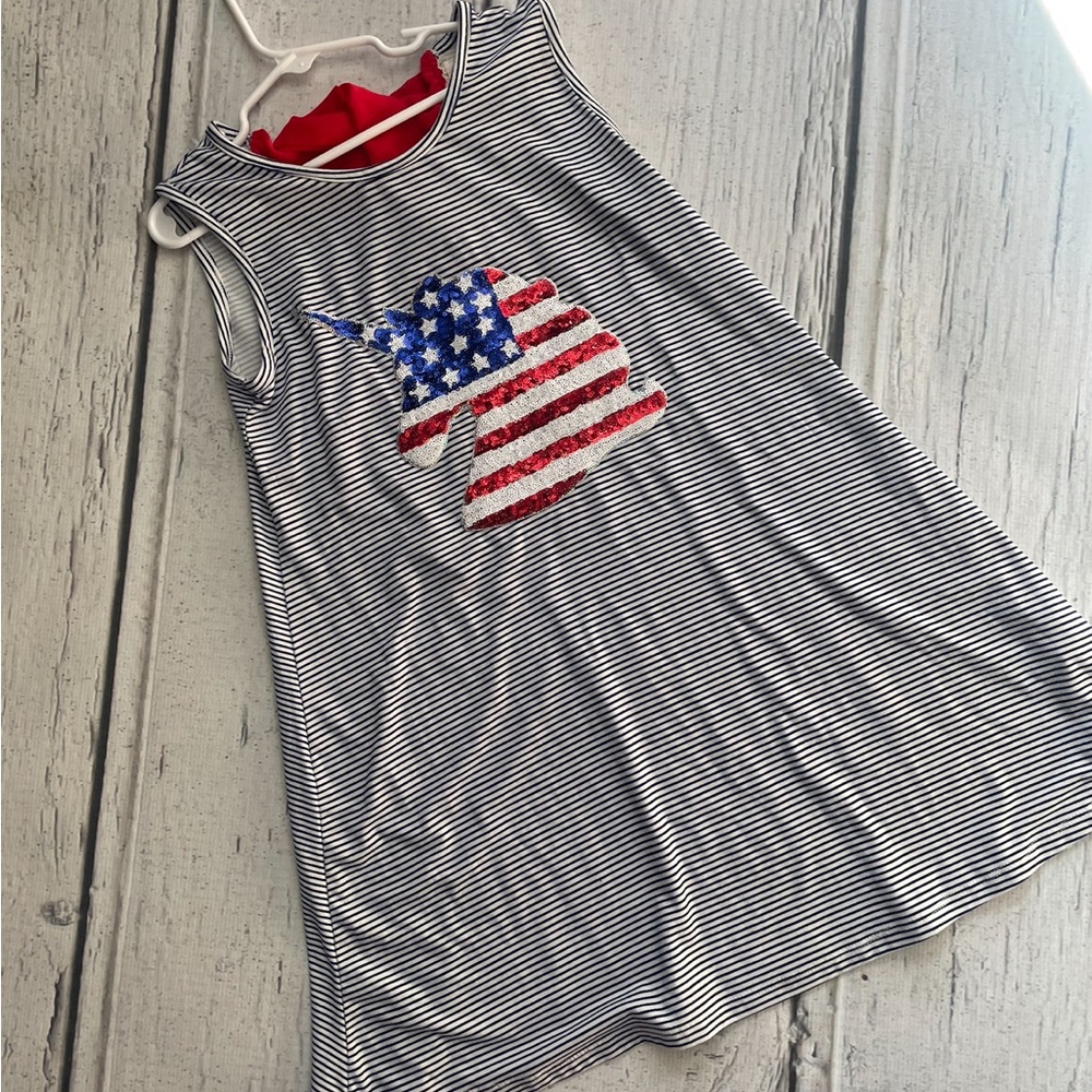 Red white and blue unicorn dress